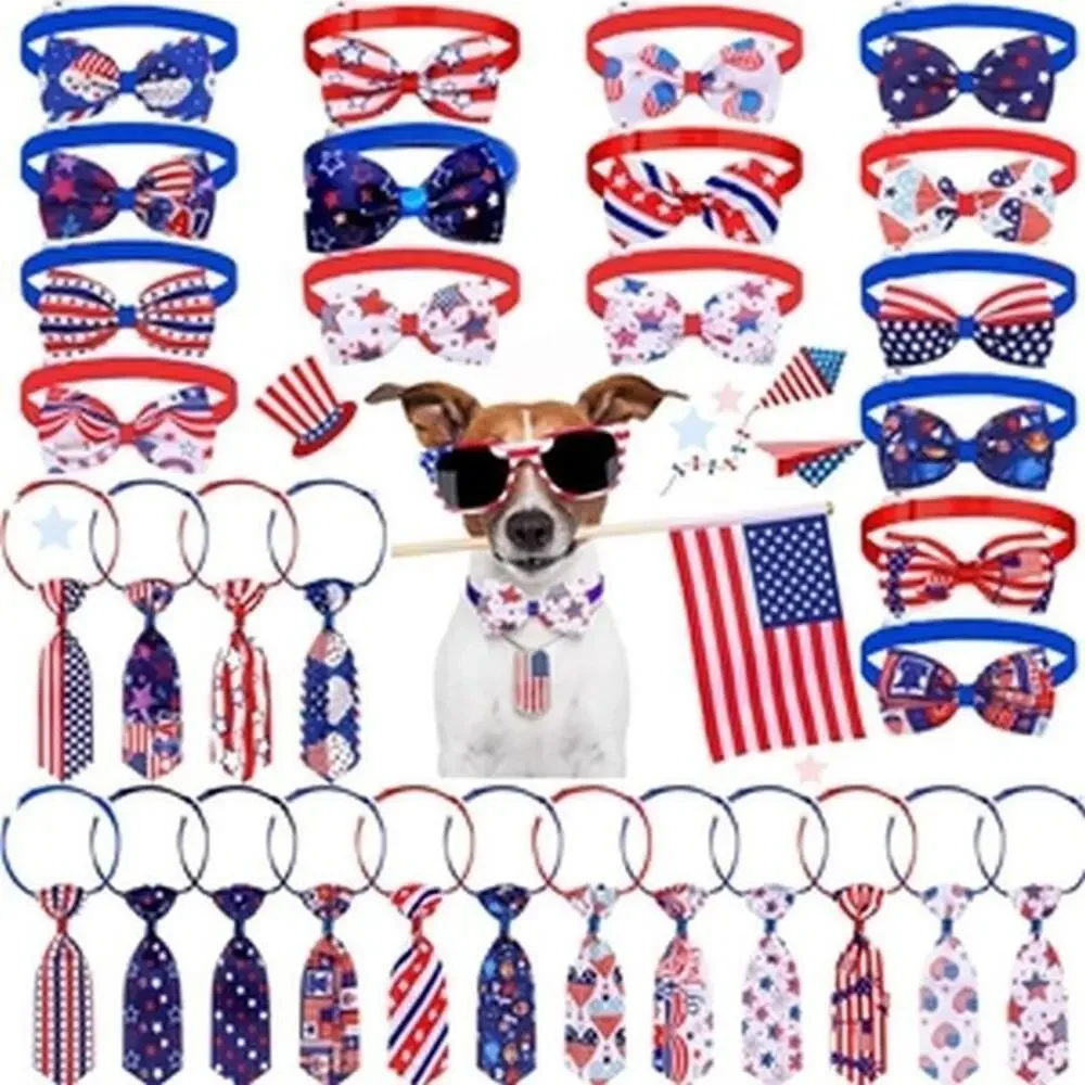 Bow Tie Necktie Set  250th July 4th USA Flag Independence Day Dog Cat  7